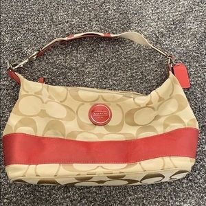 Coach coral stripe shoulder purse